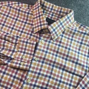 SCOTT BARBER Mens XXL Long Sleeve Button Down Shirt Plaid 100 Cotton Made in USA